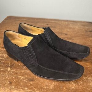 Mezlan Hackman Black Suede Slip on Loafers Made in Spain Mens Size 10